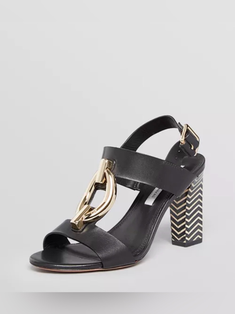DIANE von FURSTENBERG - Open Toe Sandals - Padme Block Heel. Ladies 5